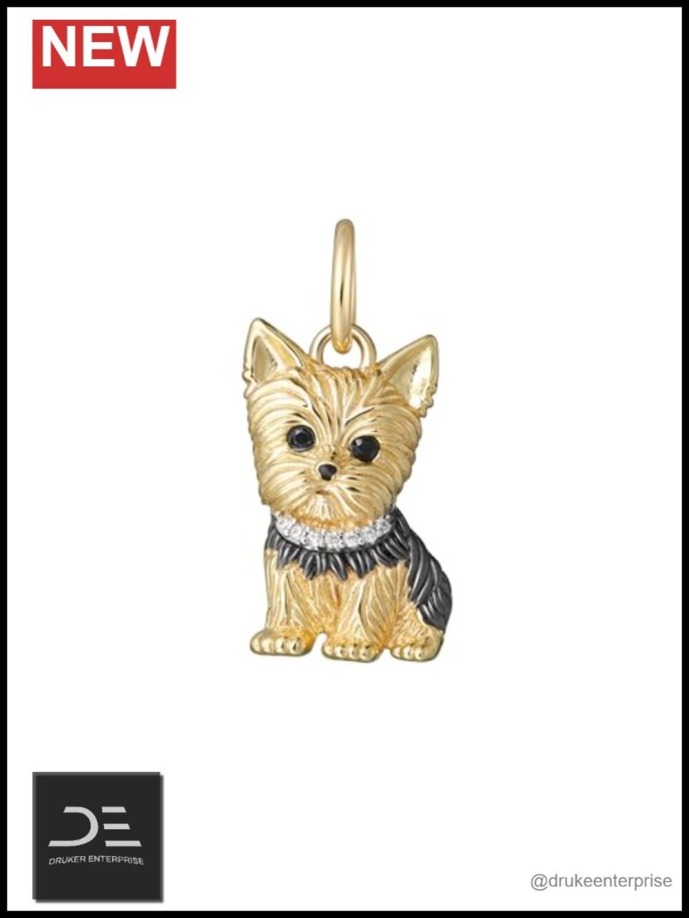 Sterling Silver Charm, Cubic Zirconia, Yorkshire Puppy Design, Charm Bracelet &